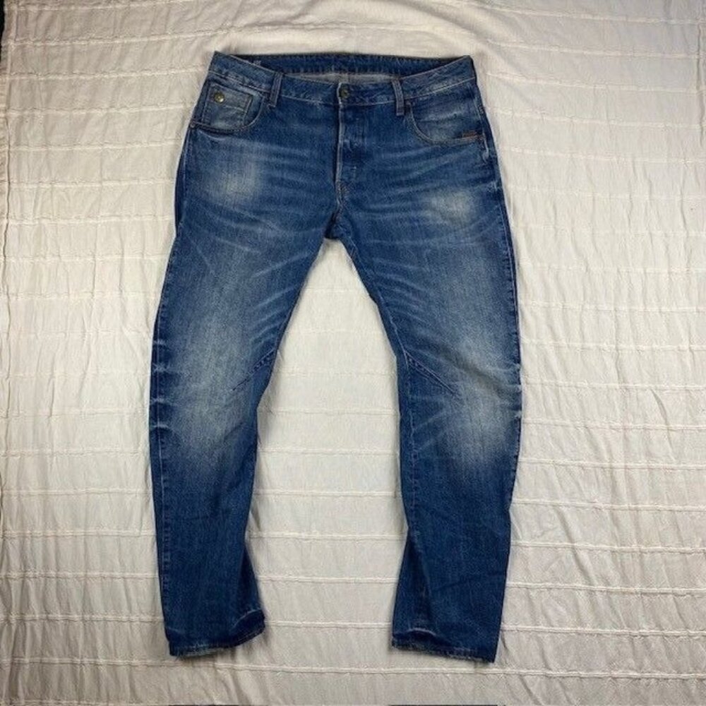G Star Raw Arc 3D Slim Jeans Men's Size 36x32 Dark Blue Wash Donut Button Fly